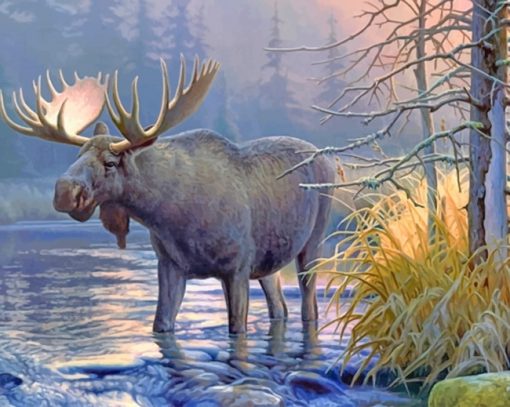 Wildlife Lake Moose paint by number