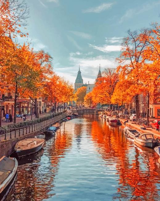 Amsterdam Autumn - Cities Paint By Numbers - NumPaint - Paint by numbers