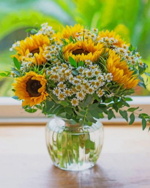 Sunflower Vase paint by numbers