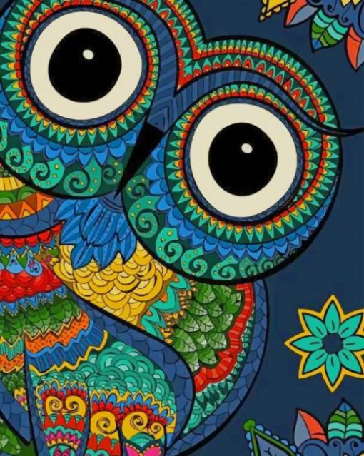 Colorful Owl Mandala paint by numbers