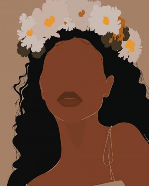 Black Girl With Flower paint by numbers