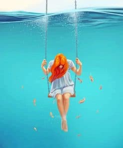 Girl Swing In The Water paint by numbers