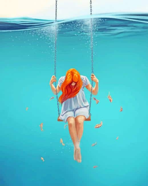 Girl Swing In The Water paint by numbers