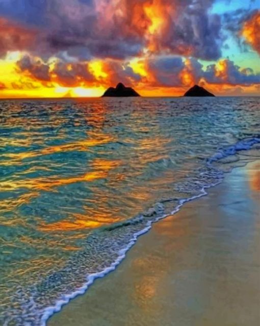 Sunset In Lanikai Beach Hawaii paint by numbers