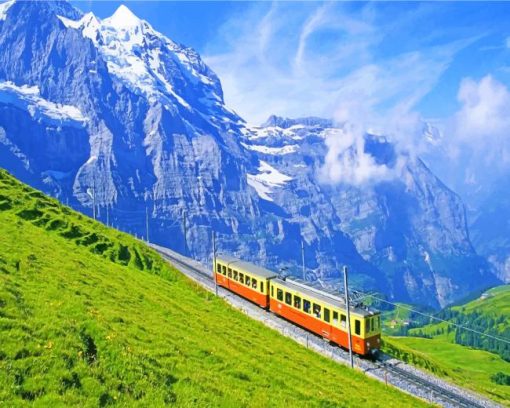 Switzerland Train Wallpaper paint by numbers