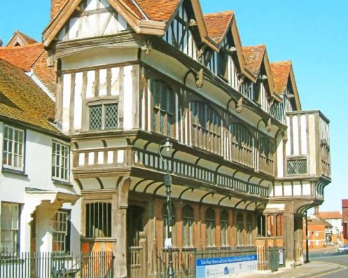 Tudor Houses - Buildings Paint By Numbers - Num Paint Kit