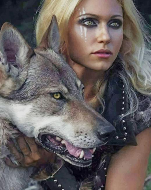 Viking Woman With Wolf - Paint By Numbers - NumPaint - Paint by numbers