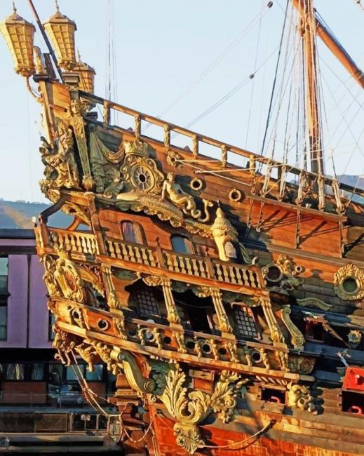 Wooden Old Ship paint by numbers