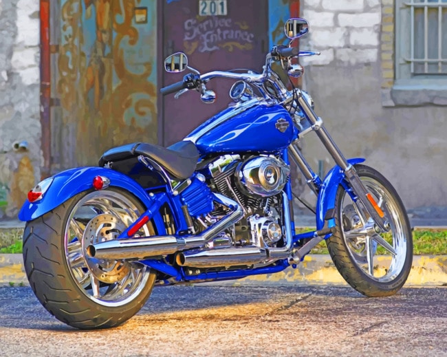 Blue Motor Cycle Paint By Numbers