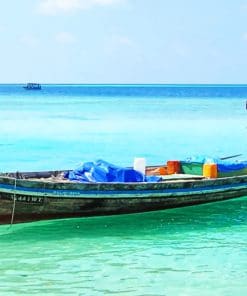 Boat In Maldives Ocean paint by numbers