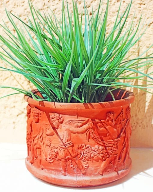 Fresh Green Plant Clay Jar paint by numbers