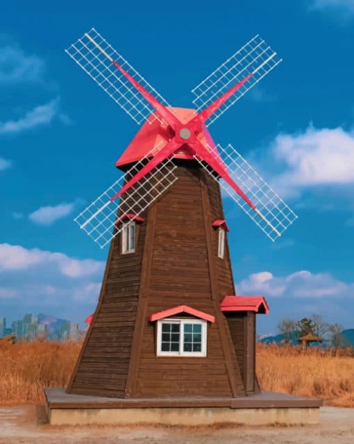 Modern Country Windmill paint by numbers