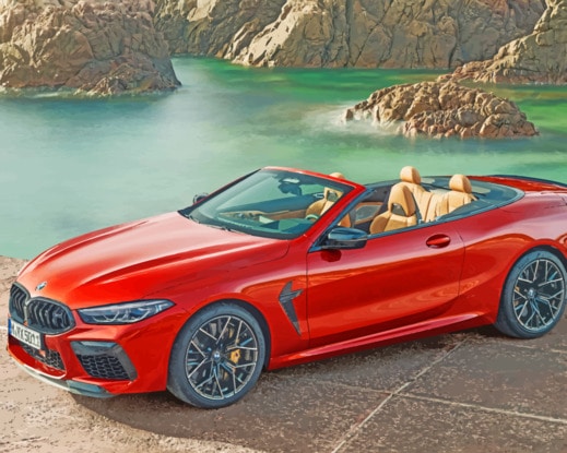 Red BMW Cabriolet paint by numbers