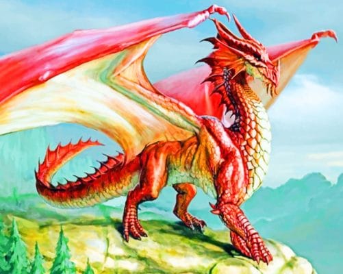 Red Dragon Myth - Paint By Numbers - Num Paint Kit