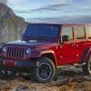Red Jeep Wrangler In Landscape paint by numbers