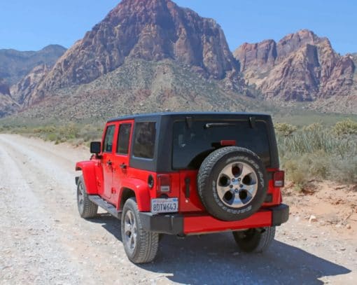 Red Jeep Wrangler In Nevada paint by numbers
