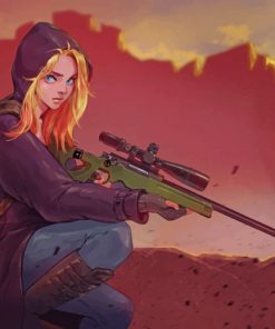 Sniper Girl With Amw paint by numbers