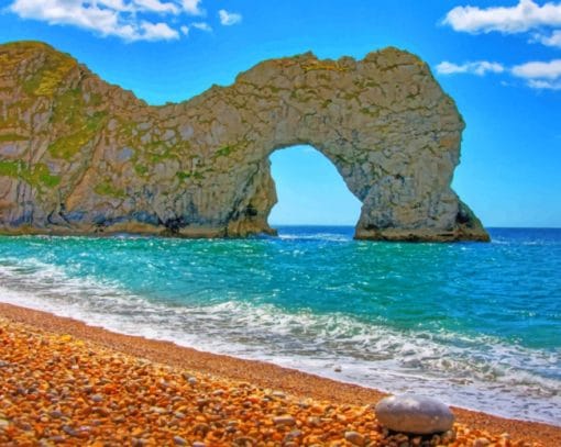 Summer Beach With Durdle Door paint by numbers