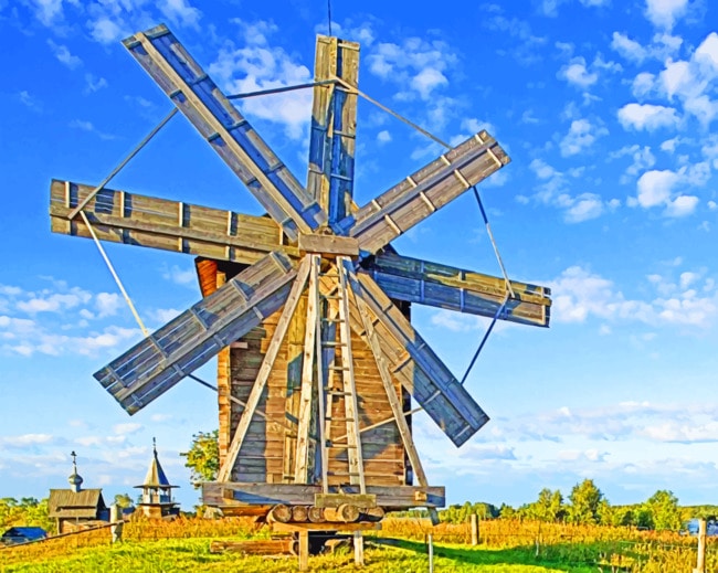 Windmill In Farmlands paint by numbers