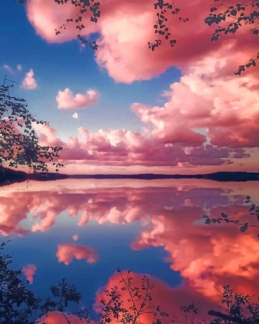 Pink Clouds Reflection paint by numbers