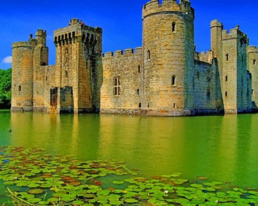 Bodiam Castle With Green Lake paint by numbers