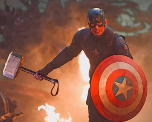 Captain America Carrying A Hammer paint by numbers