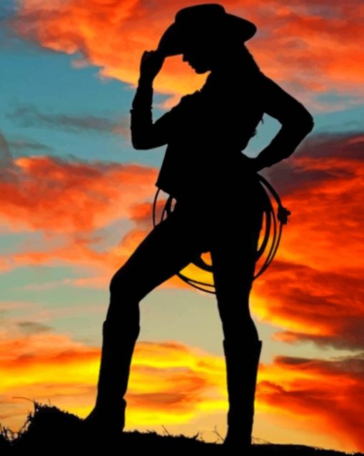 Cowgirl At Sunset paint by numbers