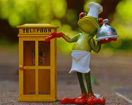 Frog Waiter Beside Telephone Booth paint by numbers