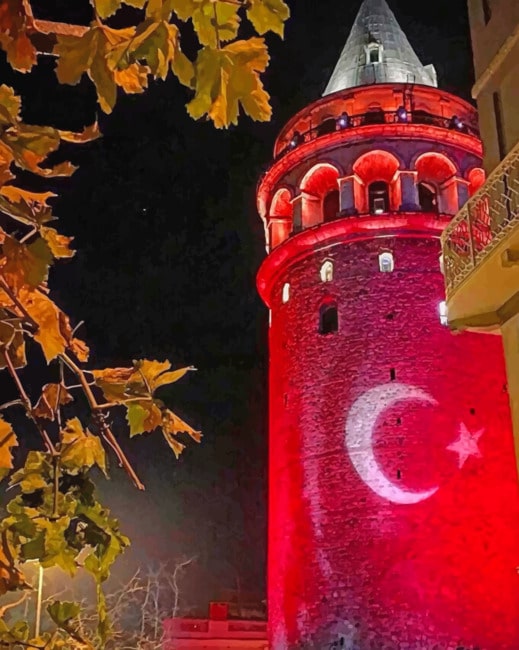 Galata Tower At Night paint by numbers