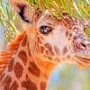 Giraffe Animal With Tree Leaves paint by numbers