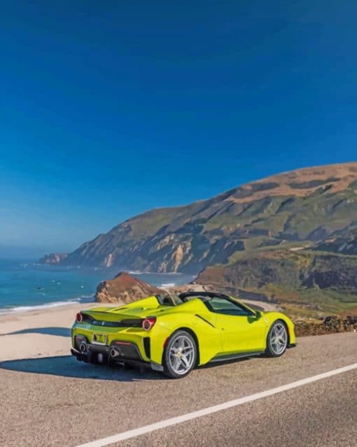 Green Ferrari 488 paint by numbers