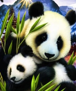 Mommy And Baby Panda paint by numbers