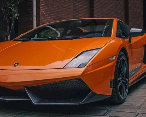 Orange Lamborghini Car paint by numbers