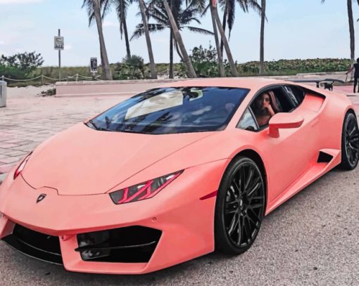 Pink Lamborghini paint by numbers