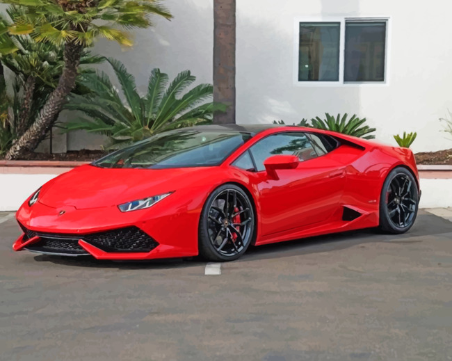 Red Lamborghini paint by numbers