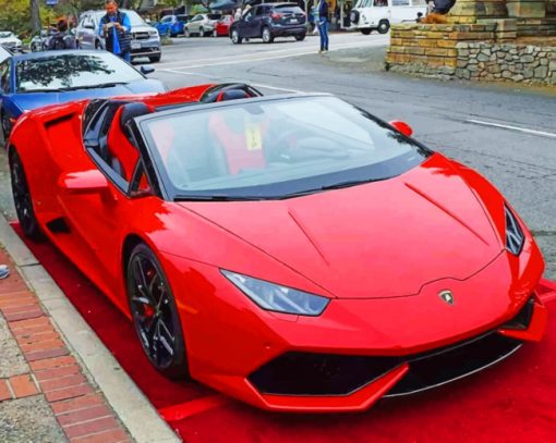 Red Lamborghini Huracan paint by numbers