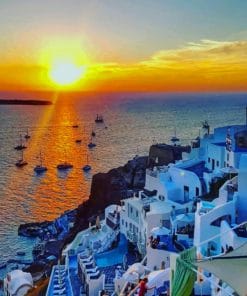 Santorini Beach At Sunset paint by numbers