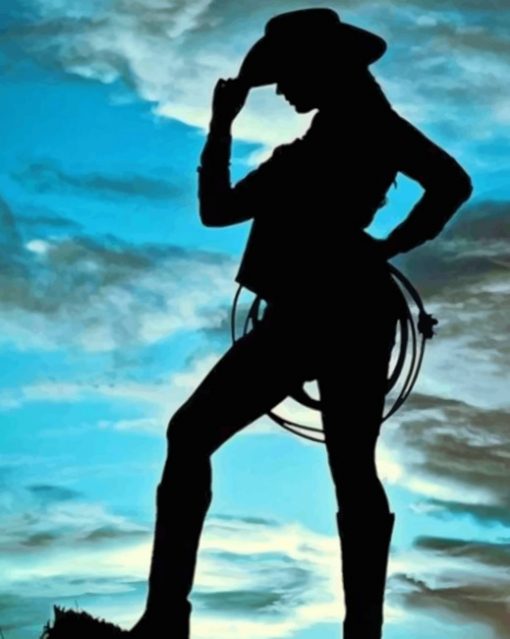 Silhouette Of Cowgirl paint by numbers