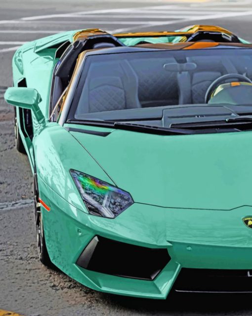 Turquoise Lamborghini paint by numbers