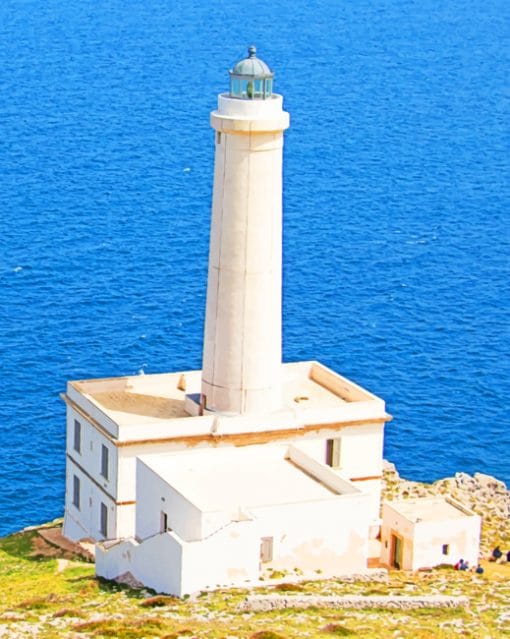 White Lighthouse On Cliff paint by numbers