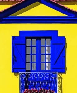 Yellow And Blue House paint by numbers