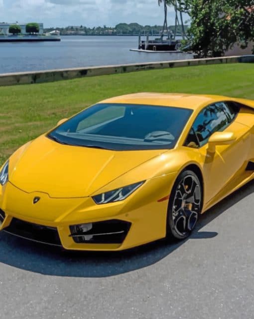 Yellow Lamborghini Aventador paint by numbers