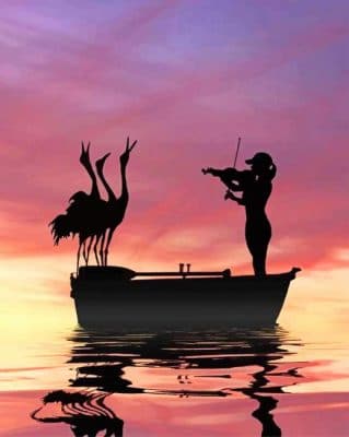 Bird And Violinist Silhouette