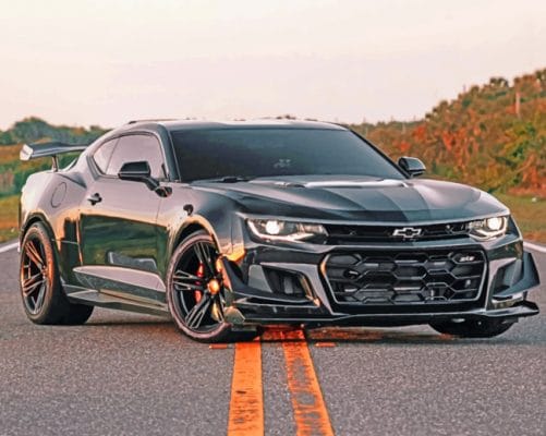 Black Chevrolet Camaro - Cars Paint By Numbers - Num Paint Kit