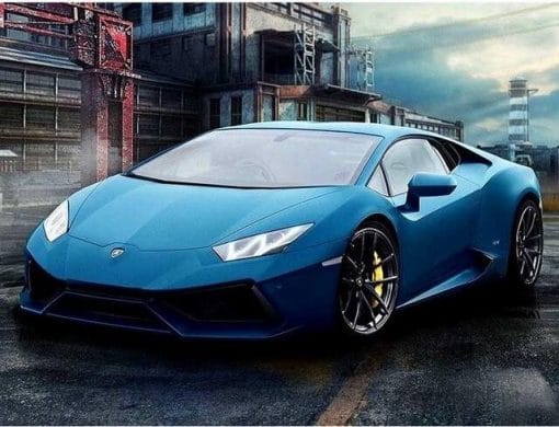Blue Lamborghini paint by numbers