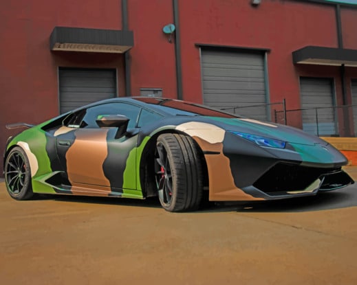 Camo Wrapped Lamborghini Huracan paint by numbers