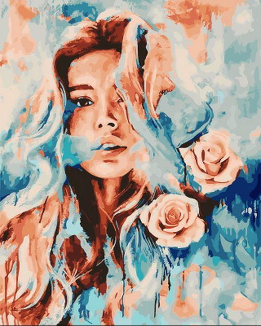 Beauty Woman With Roses paint by numbers