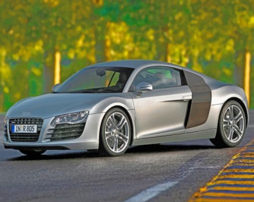 Grey Audi R8 paint by numbers