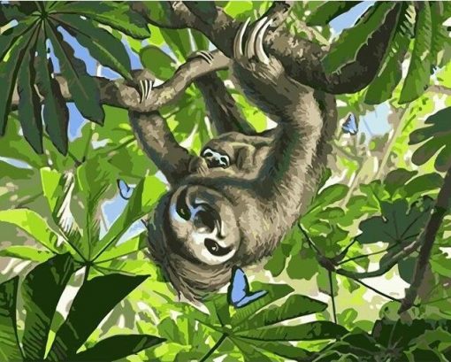 Sloth On A Tree Paint by number