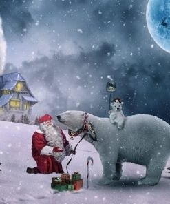 Polar Bears And Santa Claus Paint by numbers
